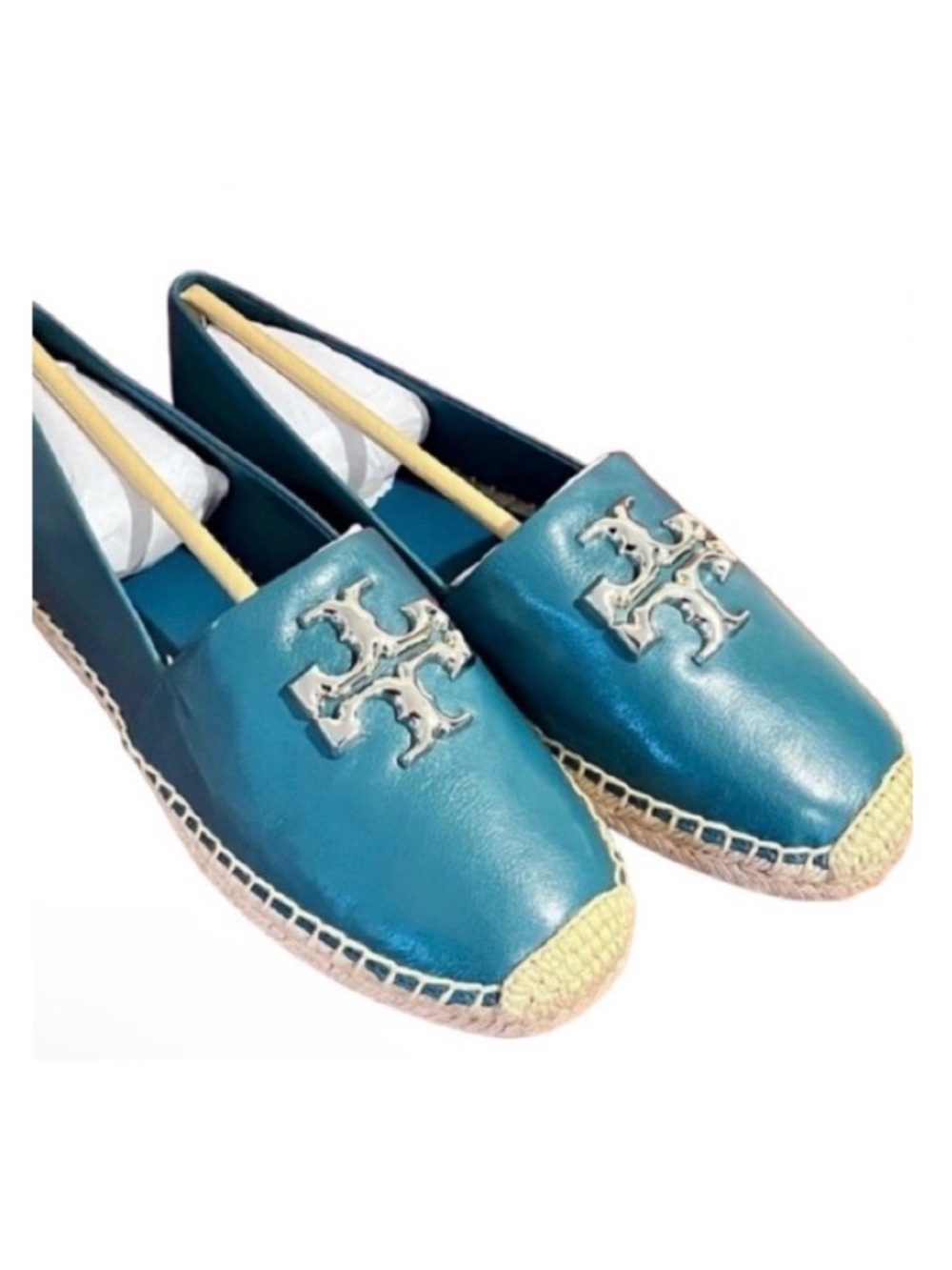 🆕-Tory Burch Eleanor Leather Espadrille in Brisk Blue. Size: 8. NWT